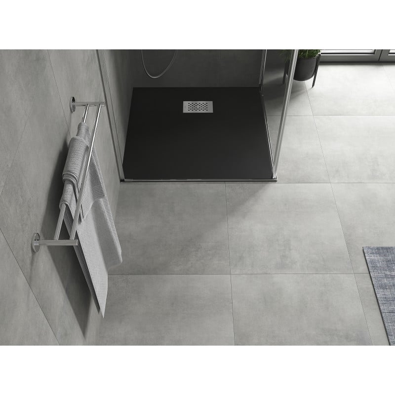 Mexen Hugo receveur de douche carré SMC 70 x 70 cm, noir, cache inox - 42707070-X
