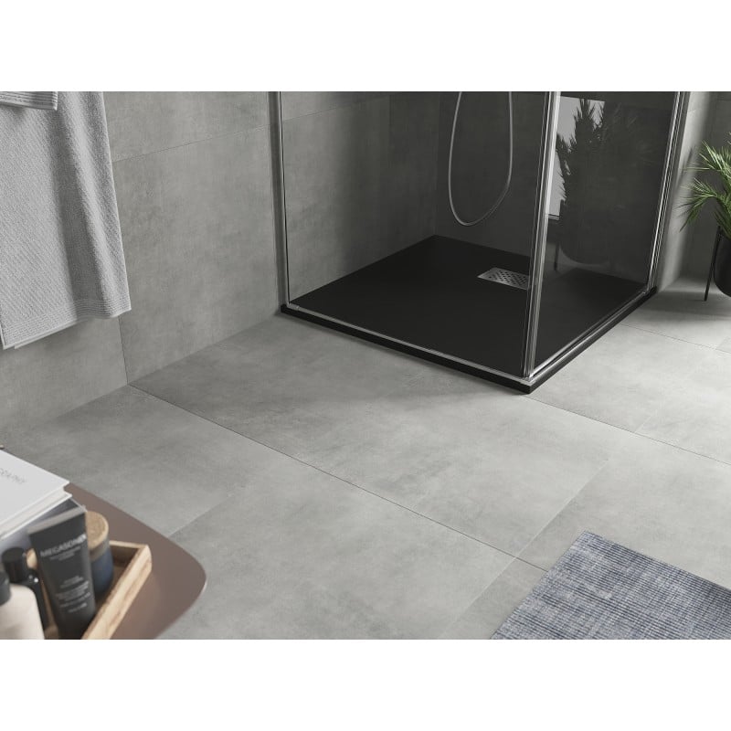 Mexen Hugo receveur de douche carré SMC 70 x 70 cm, noir, cache inox - 42707070-X