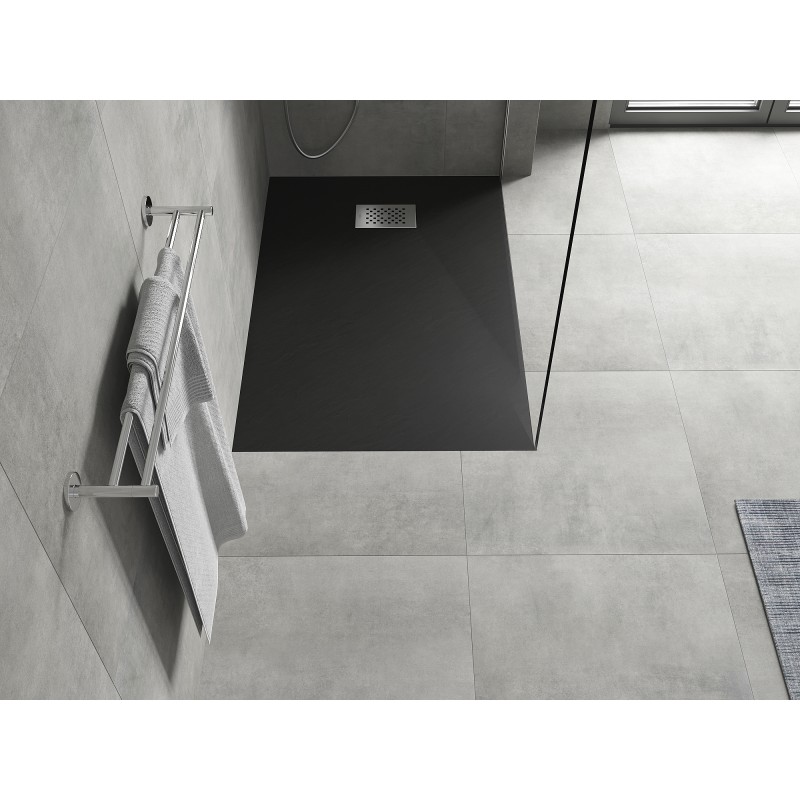 Mexen Hugo bac de douche rectangulaire SMC 130 x 70 cm, noir, cache inox - 42707013-X