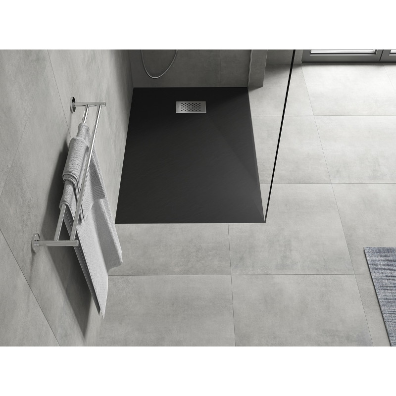 Mexen Hugo receveur rectangulaire SMC 130 x 70 cm, noir, cache Inox - 42707013-X
