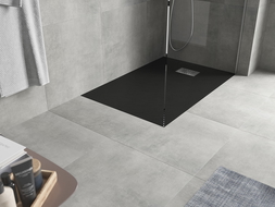 Mexen Hugo bac rectangulaire SMC 120 x 70 cm, noir, cache en inox - 42707012-X