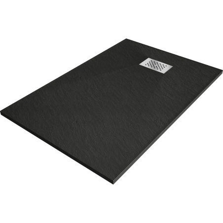 Bac à douche rectangulaire SMC Mexen Hugo 100 x 70 cm, noir, cache inox - 42707010-X