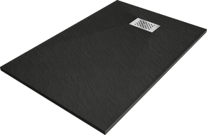 Bache de douche Mexen Hugo SMC rectangulaire 100 x 70 cm, noir, couvercle inox - 42707010-X
