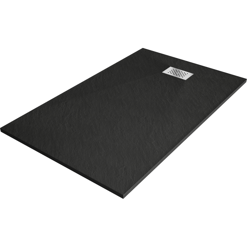 Mexen Hugo receveur rectangulaire SMC 140 x 70 cm, noir, cache inox - 42707014-X