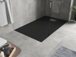 Mexen Hugo receveur de douche rectangulaire SMC 150 x 70 cm, noir, cache inox - 42707015-X