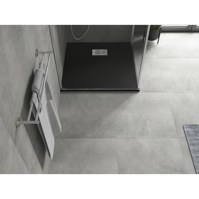 Mexen Hugo receveur de douche carré SMC 80 x 80 cm, noir, cache inox - 42708080-X
