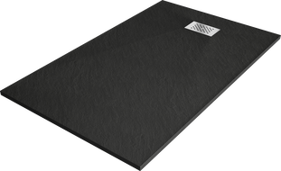 Mexen Hugo receveur de douche rectangulaire SMC 140 x 80 cm, noir, cache inox - 42708014-X