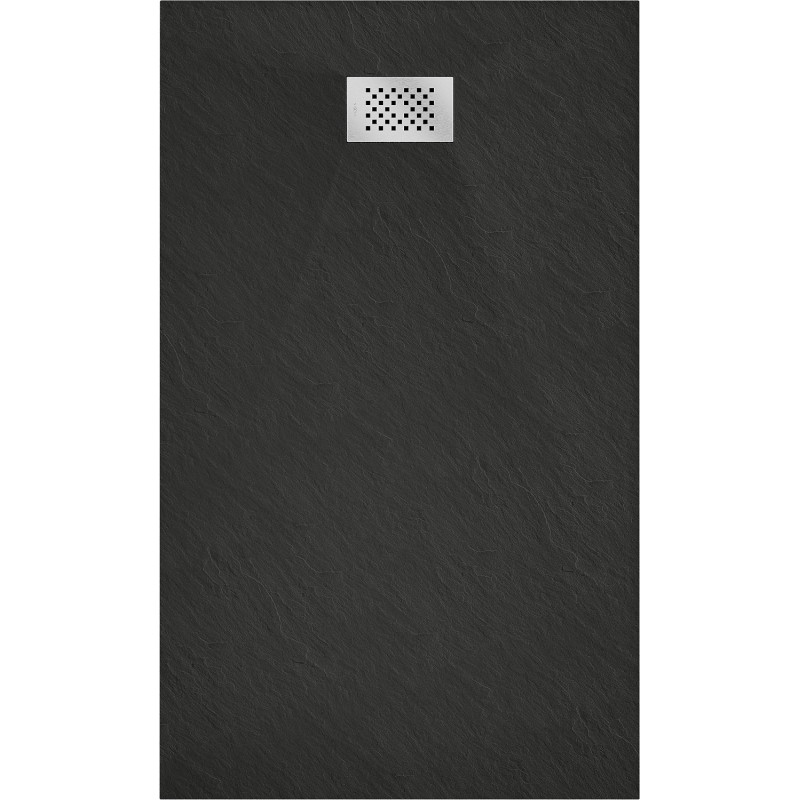Mexen Hugo receveur de douche rectangulaire SMC 150 x 80 cm, noir, couvercle inox - 42708015-X