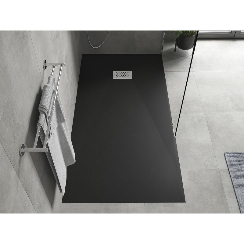 Mexen Hugo receveur de douche rectangulaire SMC 170 x 80 cm, noir, cache inox - 42708017-X