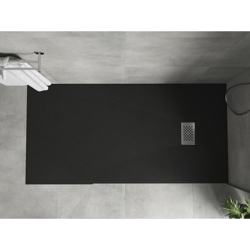 Mexen Hugo receveur de douche rectangulaire SMC 170 x 80 cm, noir, cache inox - 42708017-X