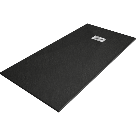 Mexen Hugo receveur de douche rectangulaire SMC 180 x 80 cm, noir, cache inox - 42708018-X