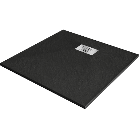 Bac à douche Mexen Hugo carré SMC 90 x 90 cm, noir, cache en inox - 42709090-X