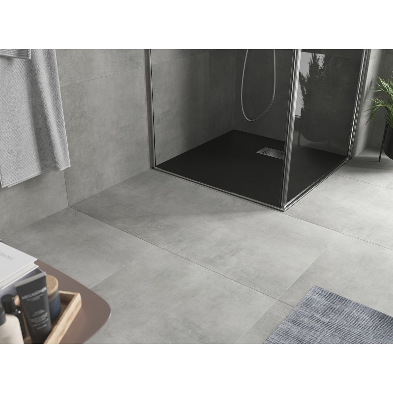 Mexen Hugo receveur de douche carré SMC 90 x 90 cm, noir, cache inox - 42709090-X