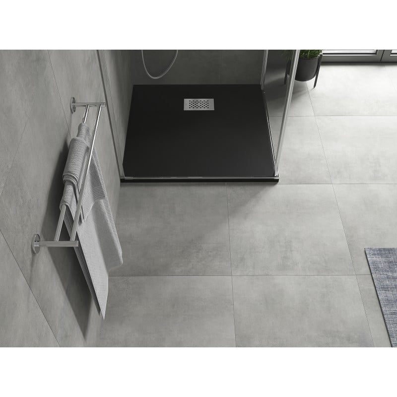 Mexen Hugo receveur de douche carré SMC 90 x 90 cm, noir, cache inox - 42709090-X