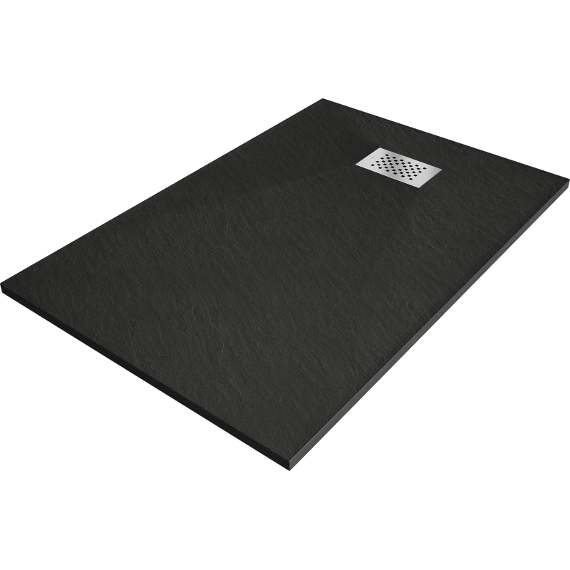 Mexen Hugo bac rectangulaire SMC 130 x 90 cm, noir, cache inox - 42709013-X
