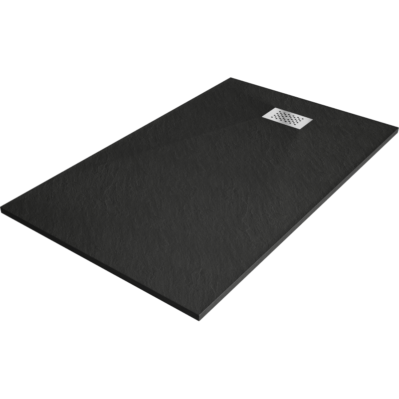 Bac de douche mexen Hugo rectangulaire SMC 140 x 90 cm, noir, cache en inox - 42709014-X