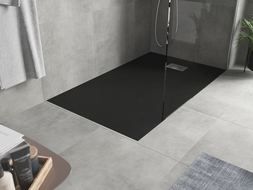 Bac de douche mexen Hugo rectangulaire SMC 140 x 90 cm, noir, cache en inox - 42709014-X