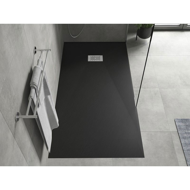 Mexen Hugo receveur de douche rectangulaire SMC 180 x 90 cm, noir, grille inox - 42709018-X