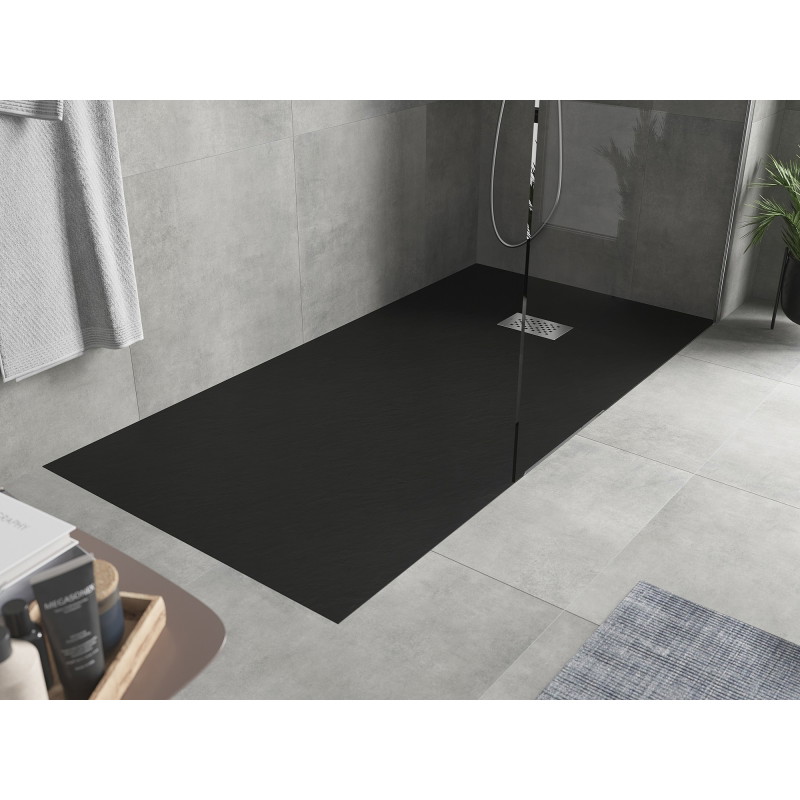 Mexen Hugo receveur de douche rectangulaire SMC 170 x 90 cm, noir, cache inox - 42709017-X