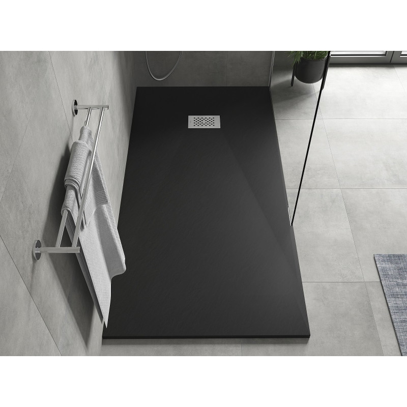 Mexen Hugo receveur de douche rectangulaire SMC 170 x 90 cm, noir, cache inox - 42709017-X