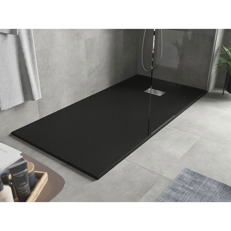 Mexen Hugo receveur de douche rectangulaire SMC 180 x 90 cm, noir, grille inox - 42709018-X