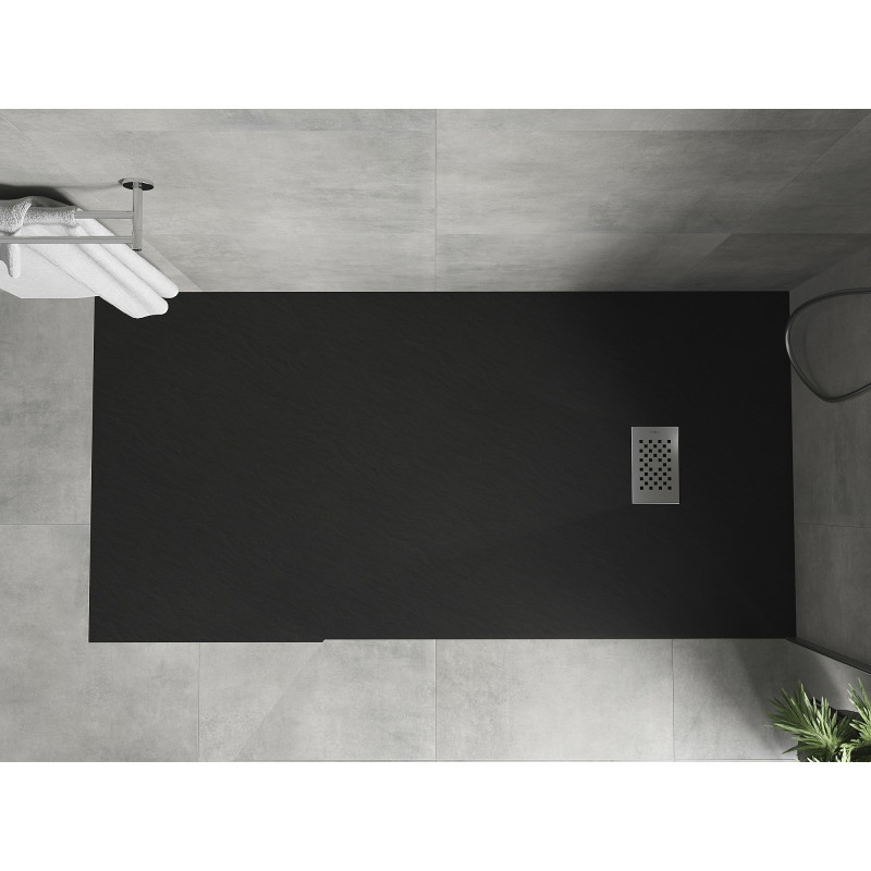 Mexen Hugo receveur de douche rectangulaire SMC 170 x 90 cm, noir, cache inox - 42709017-X