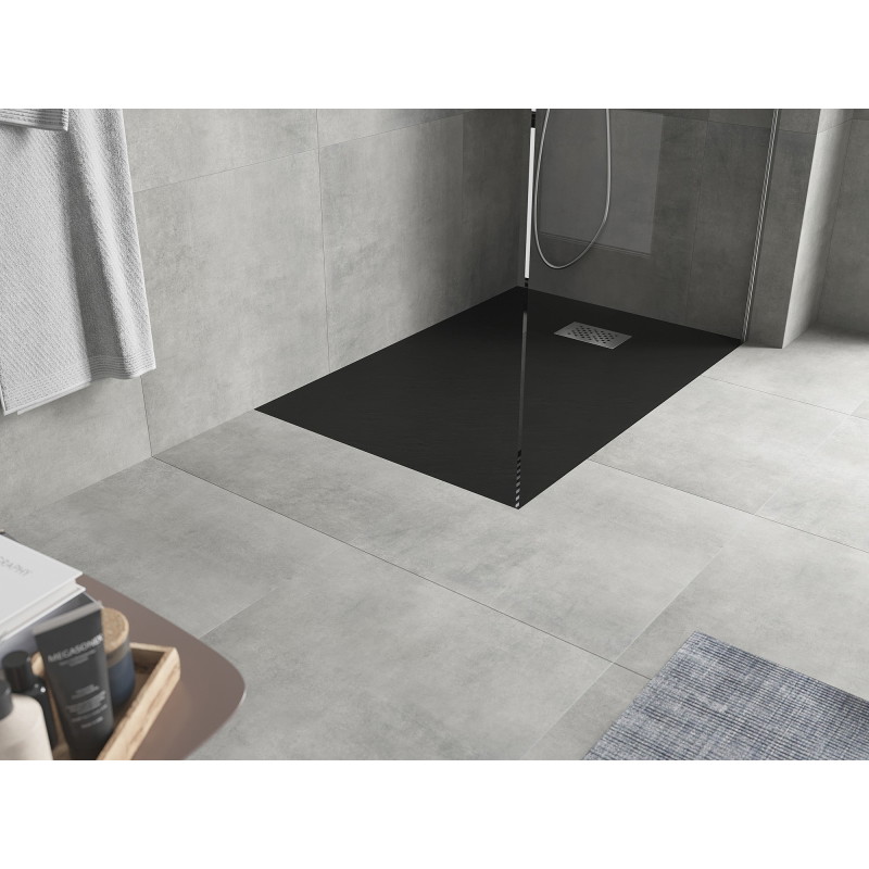 Mexen Hugo receveur de douche rectangulaire SMC 100 x 90 cm, noir, cache inox - 42709010-X