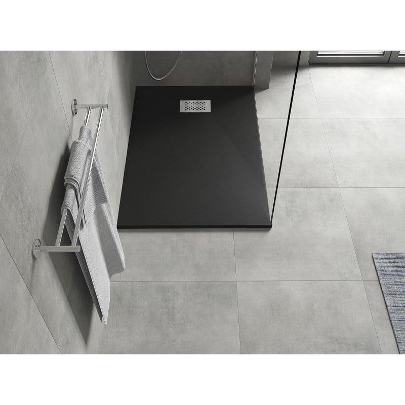 Mexen Hugo receveur de douche rectangulaire SMC 110 x 80 cm, noir, grille inox - 42708011-X
