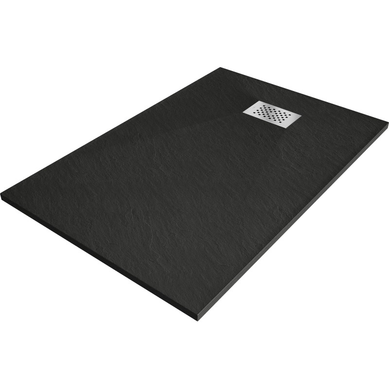 Mexen Hugo receveur de douche rectangulaire SMC 110 x 90 cm, noir, cache inox - 42709011-X