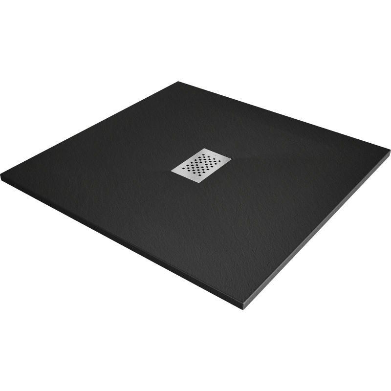 Mexen Hugo receveur de douche carré SMC 100 x 100 cm, noir, cache inox - 42701010-X
