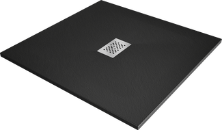 Mexen Hugo receveur de douche carré SMC 100 x 100 cm, noir, cache inox - 42701010-X