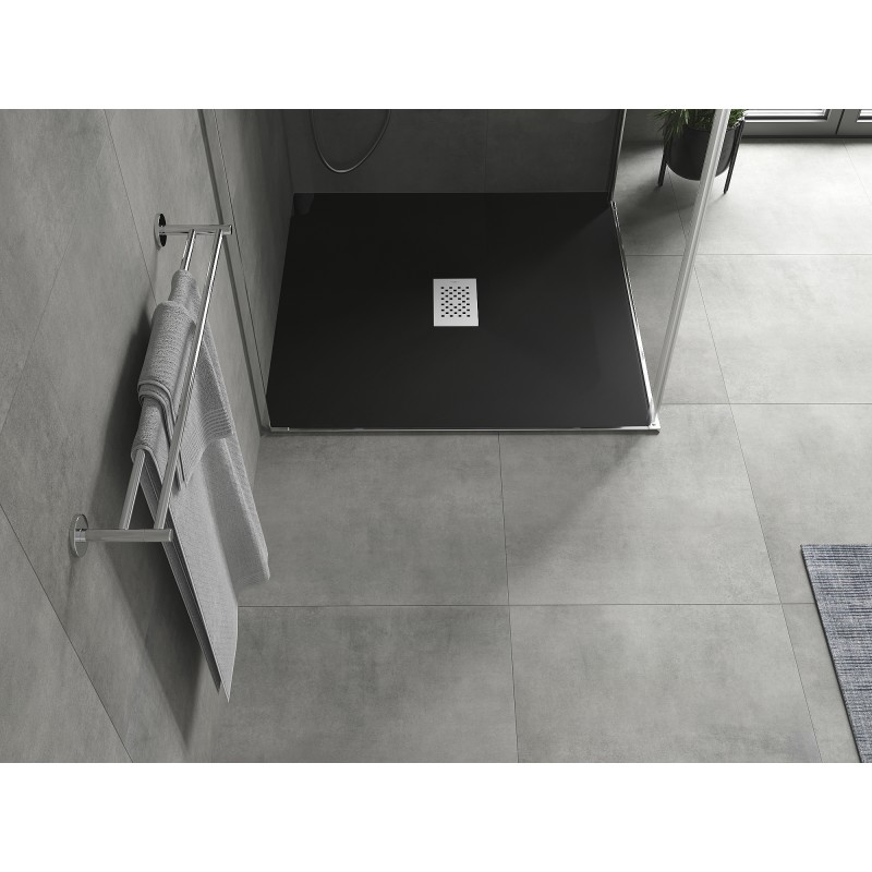 Mexen Hugo receveur de douche carré SMC 100 x 100 cm, noir, cache inox - 42701010-X