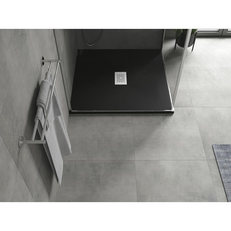 Mexen Hugo receveur de douche carré SMC 100 x 100 cm, noir, cache inox - 42701010-X