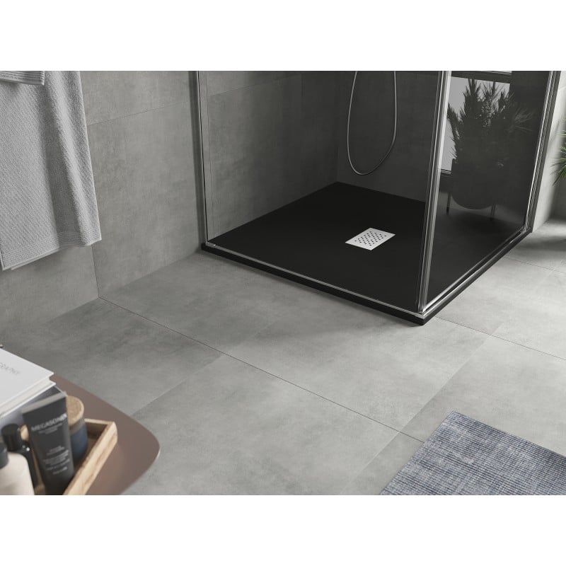 Mexen Hugo receveur de douche carré SMC 100 x 100 cm, noir, cache inox - 42701010-X