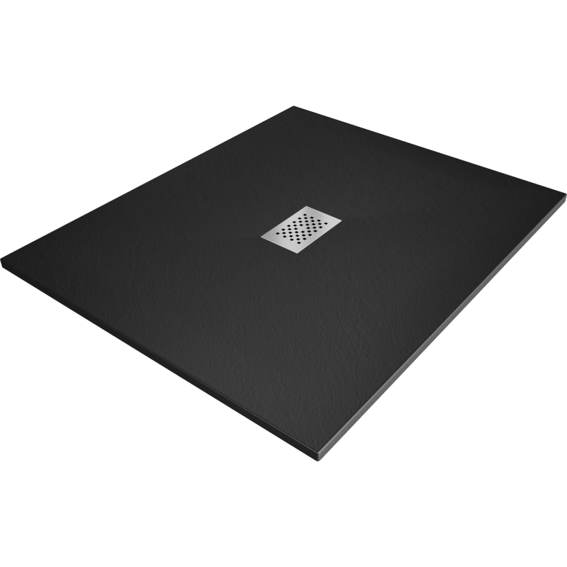 Mexen Hugo receveur rectangulaire SMC 120 x 100 cm, noir, cache inox - 42701012-X