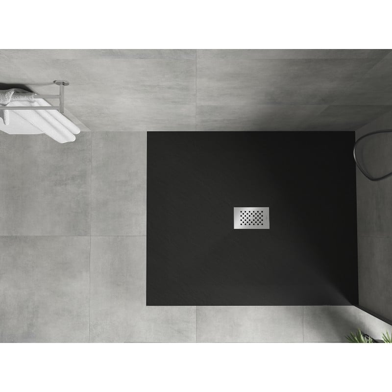 Mexen Hugo receveur rectangulaire SMC 120 x 100 cm, noir, cache inox - 42701012-X