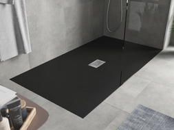 Mexen Hugo receveur de douche rectangulaire SMC 170 x 100 cm, noir, cache inox - 42701017-X
