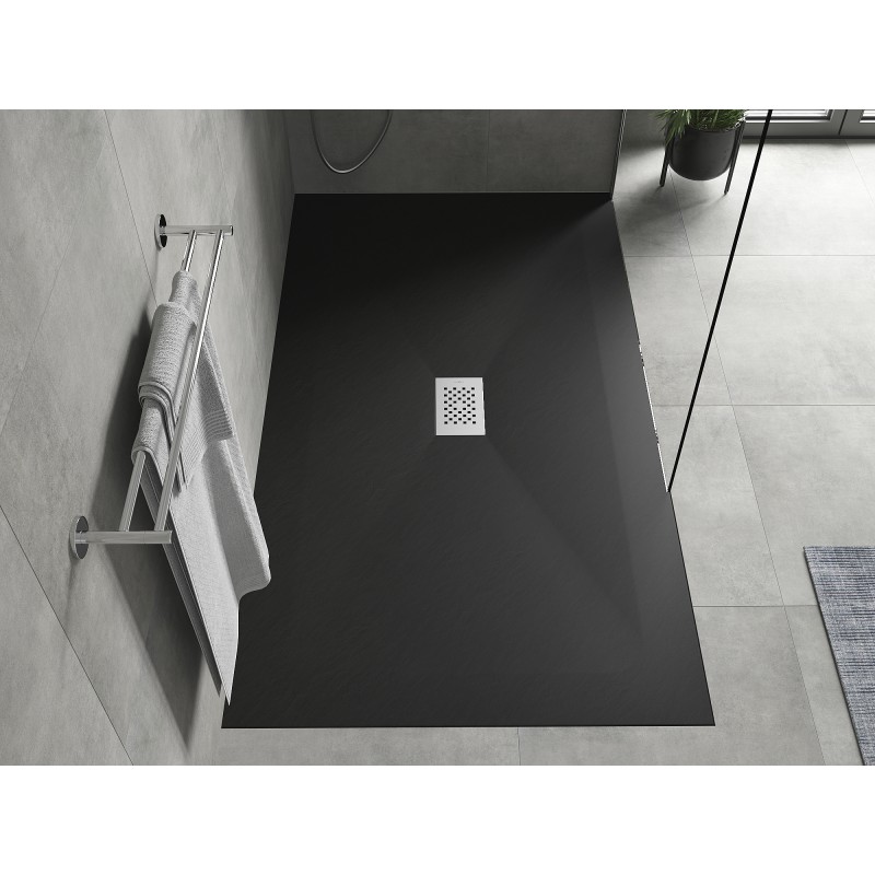 Mexen Hugo receveur rectangulaire SMC 180 x 100 cm, noir, grille inox - 42701018-X