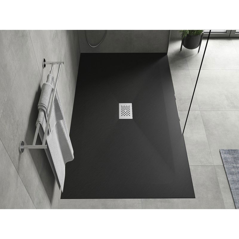 Mexen Hugo receveur de douche rectangulaire SMC 200 x 100 cm, noir, cache inox - 42701020-X