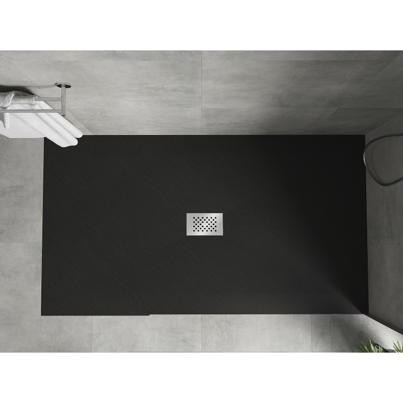 Mexen Hugo bac à douche rectangulaire SMC 170 x 100 cm, noir, cache inox - 42701017-X