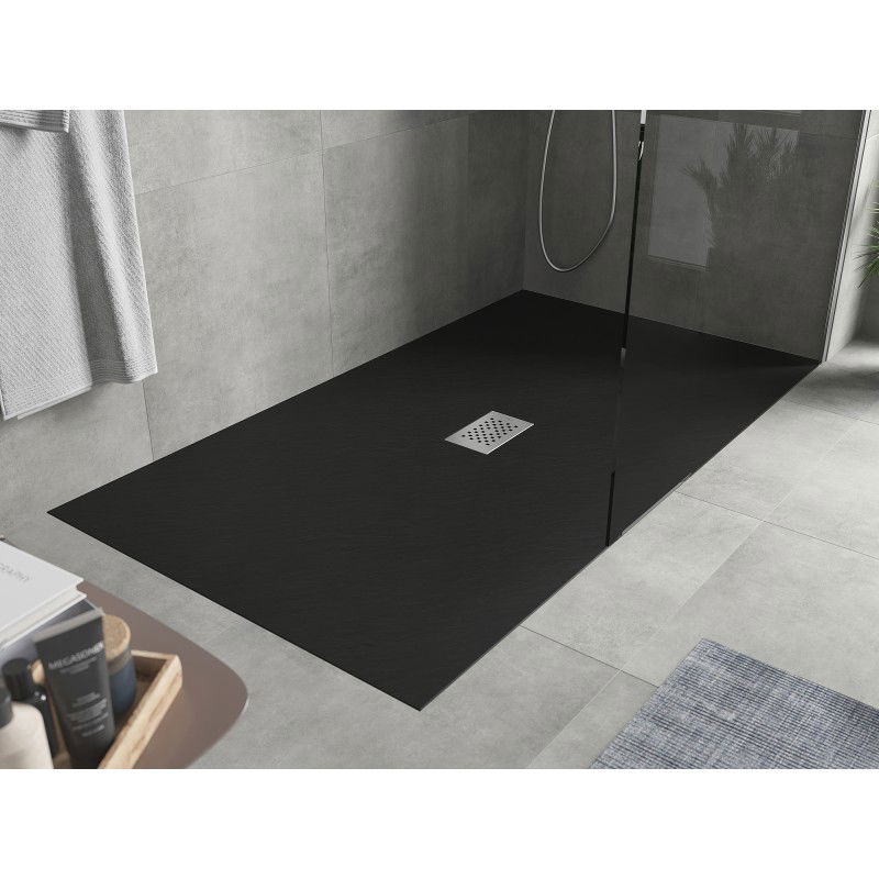Mexen Hugo receveur de douche rectangulaire SMC 200 x 100 cm, noir, cache inox - 42701020-X