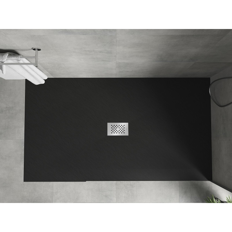 Mexen Hugo receveur rectangulaire SMC 180 x 100 cm, noir, cache inox - 42701018-X