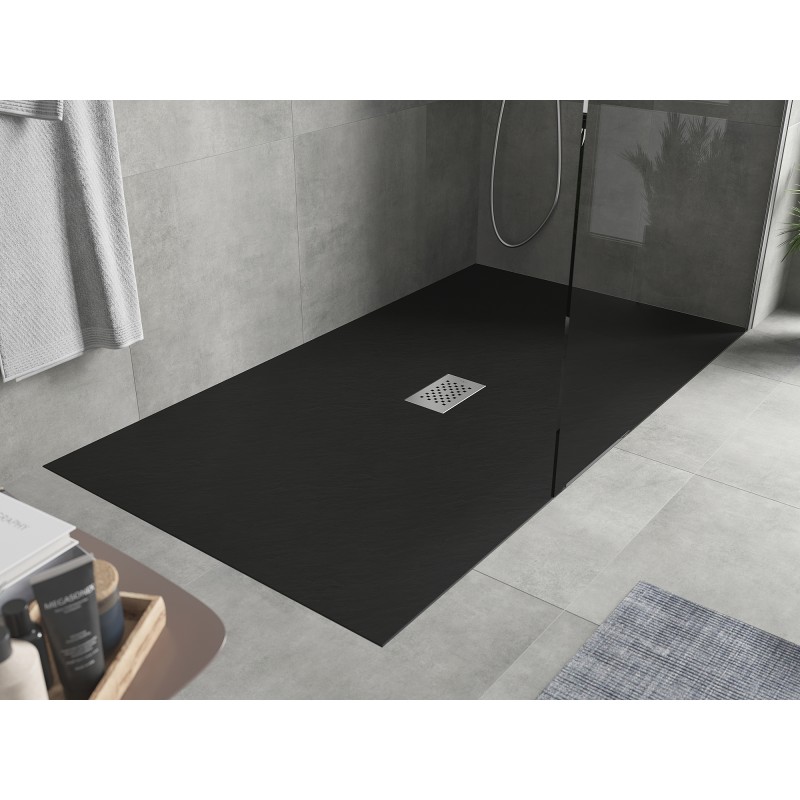 Mexen Hugo receveur rectangulaire SMC 180 x 100 cm, noir, grille inox - 42701018-X