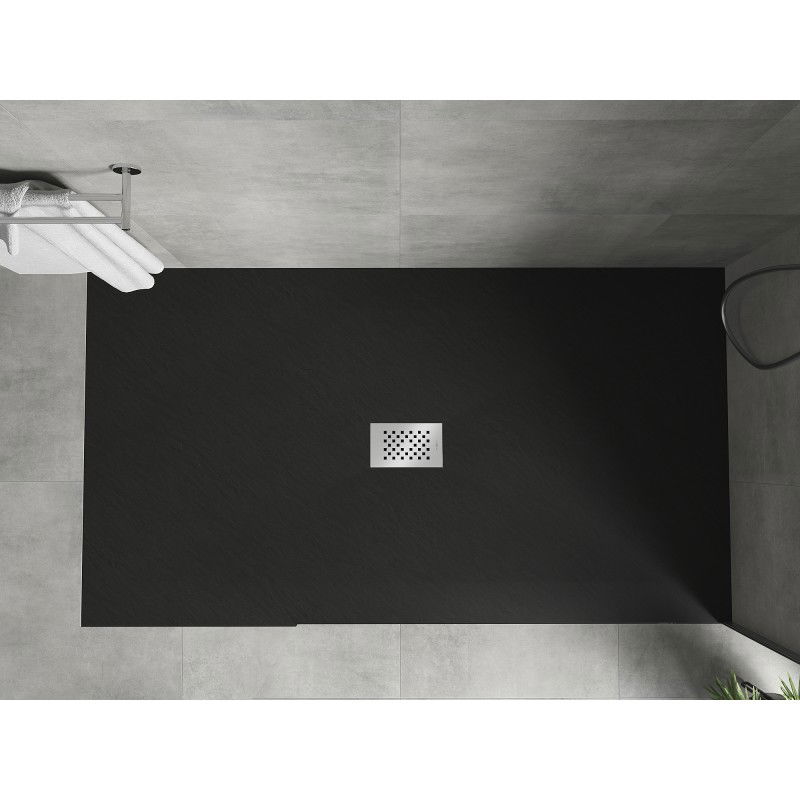 Mexen Hugo receveur de douche rectangulaire SMC 200 x 100 cm, noir, cache inox - 42701020-X