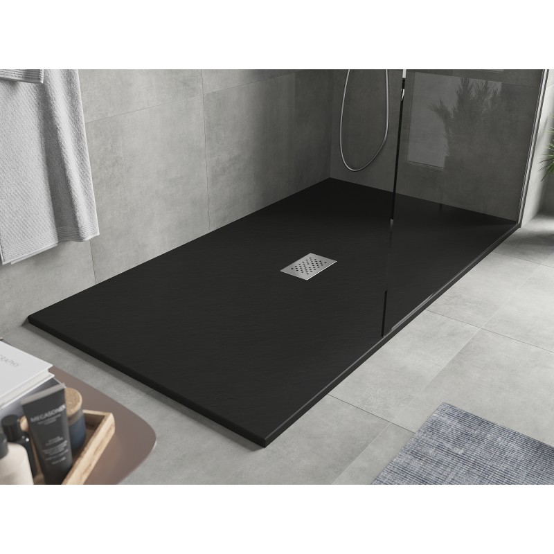 Mexen Hugo bac à douche rectangulaire SMC 170 x 100 cm, noir, cache inox - 42701017-X