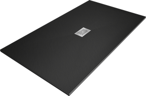 Mexen Hugo bac rectangulaire SMC 160 x 100 cm, noir, cache en inox - 42701016-X