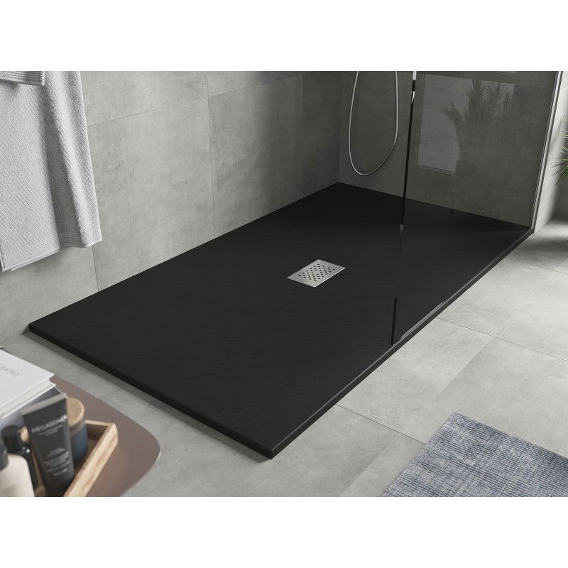 Mexen Hugo receveur de douche rectangulaire SMC 200 x 100 cm, noir, cache inox - 42701020-X