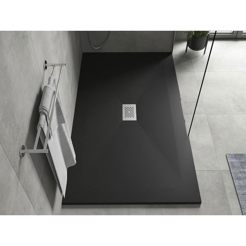 Mexen Hugo receveur de douche rectangulaire SMC 200 x 100 cm, noir, cache inox - 42701020-X