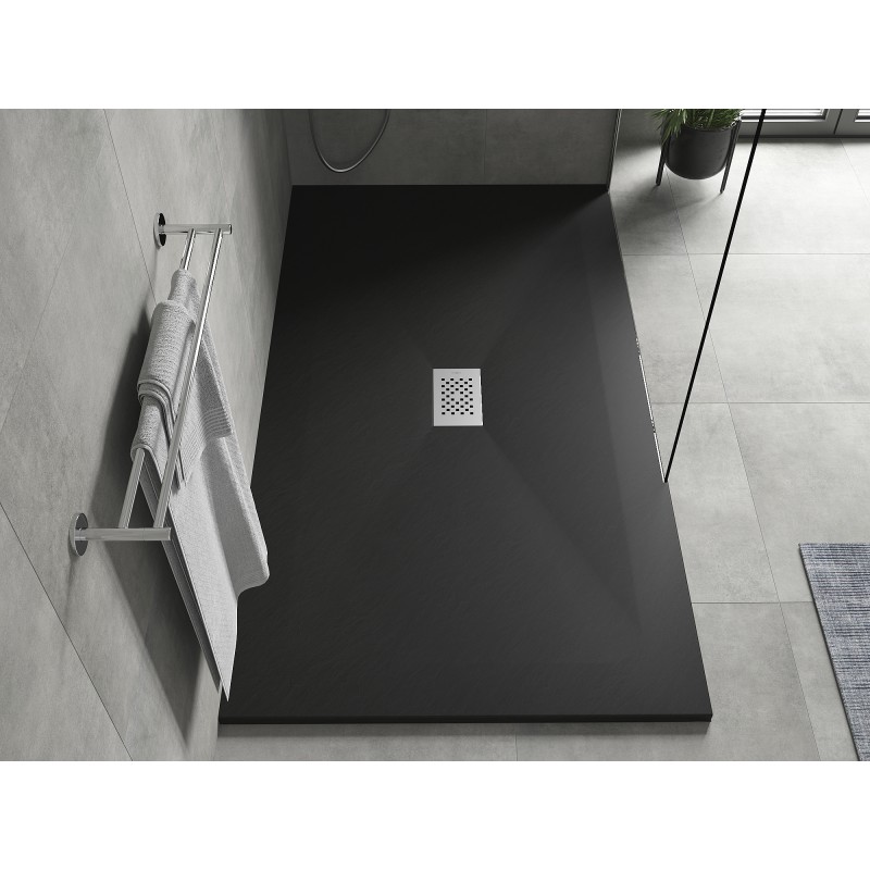 Mexen Hugo receveur rectangulaire SMC 180 x 100 cm, noir, grille inox - 42701018-X