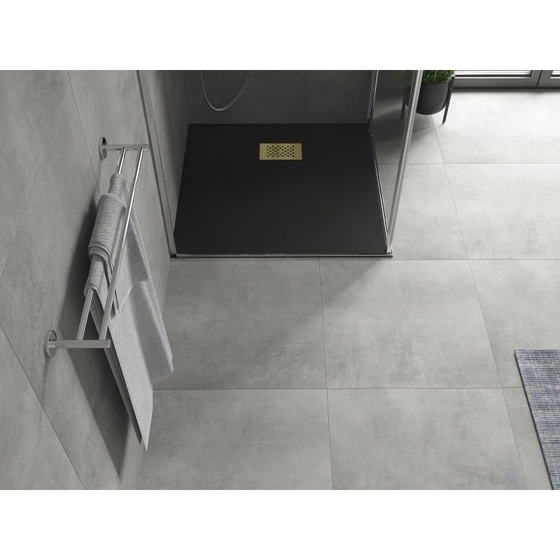 Mexen Hugo receveur de douche carré SMC 70 x 70 cm, noir, cache doré - 42707070-G